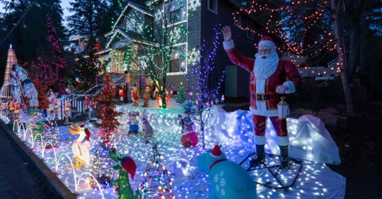 house with lots of holiday decorations